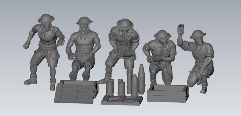 8th army gun crew British (5) | 3D Printed Miniatures in 1:56 Scale Various Scales