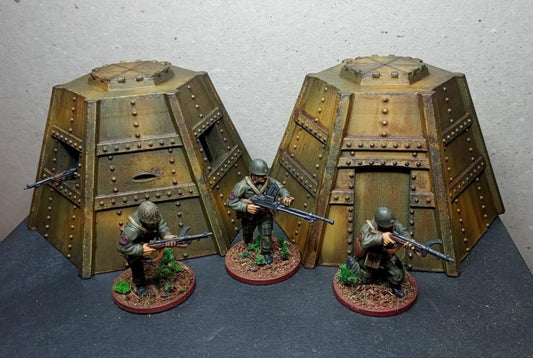 3D Printed Japanese Pillbox Wargaming Terrain - 1:56 Scale Set