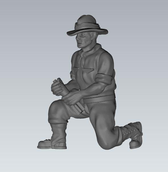 3D Printed Australian 3 inch Mortar and Crew - 1:56 Scale Miniatures
