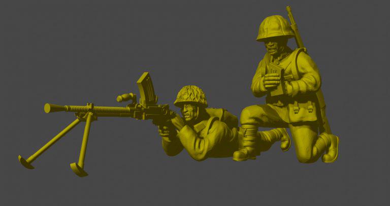 Imperial japan lmg teams (4)  | 3D Printed Miniatures in 1:56 Scale Various Scales
