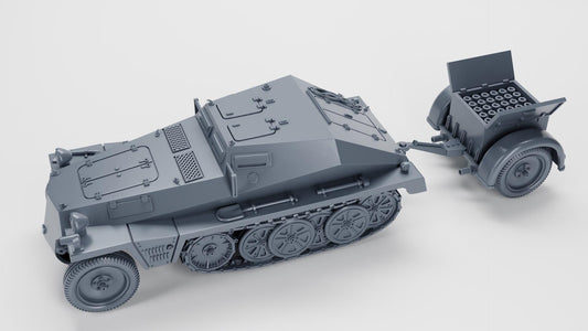 3D Printed WWII Sd.Kfz.252 Model with Trailer: 28mm Wargaming Scale