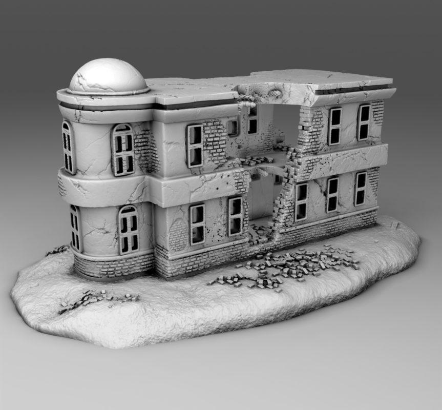 Wargaming Terrain  Damaged Arab Apartment Building  | 3D Printed Miniatures in 1:56 Scale Various Scales